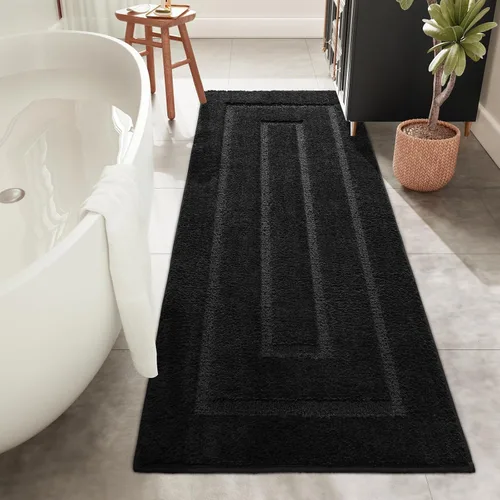 Miniatura 38 de HOMORE Alfombra de baño gris de 24 x 60 pulgadas, suave, absorbente, alfombra de pasillo de baño lavable, alfombras largas antideslizantes