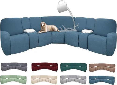 Miniatura 90 de Fundas de sofá reclinable seccional 100% impermeables para sofá reclinable en forma de L, funda de sofá modular de esquina en forma de L, fundas