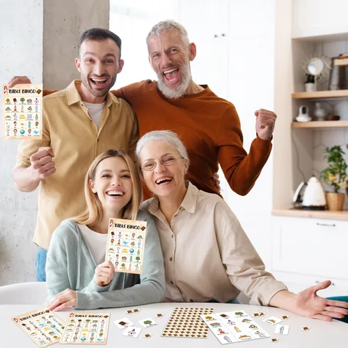 Miniatura 5 de Juego de tarjetas de bingo de la Biblia, juego de bingo para la familia de adultos, juego de bingo bíblico para adultos, suministros de fiesta