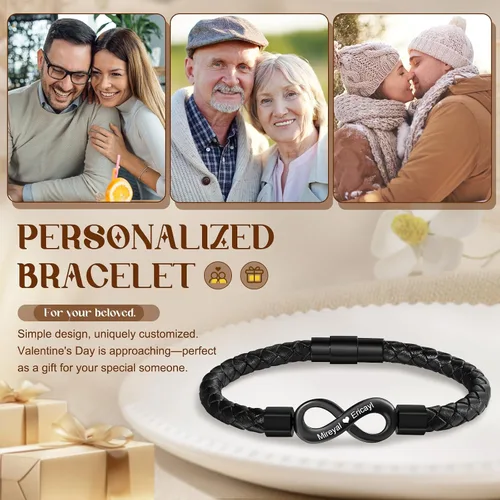 Miniatura 3 de Pulseras personalizadas con el infinito para parejas, pulseras a juego con nombre personalizado para parejas, regalo romántico para el día de San