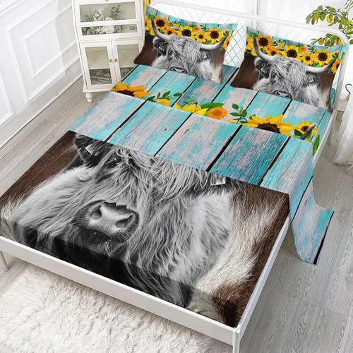 Miniatura 33 de Axolotl Juego de sábanas de gato negro de dibujos animados tamaño full, diseño de estrellas y luna impreso, ropa de cama para niños para decoración