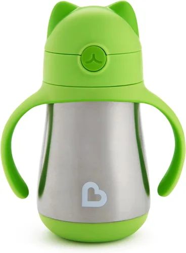 Miniatura 9 de Munchkin Cool Cat - Vaso para beber con popote para niños pequeños, vaso con popote de acero inoxidable, 8 onzas, azul
