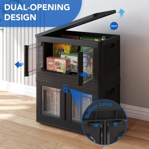 Miniatura 4 de FLEXIMOUNTS 75 QT Contenedores de almacenamiento apilables con tapas, contenedores de almacenamiento de plástico plegables, organizadores de armario