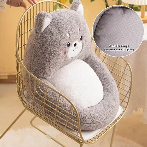 Miniatura 5 de Cojines Kawaii para silla de interiores, cómodos cojines de felpa con respaldo, cojín antideslizante para silla de oficina, cojín tatami para silla
