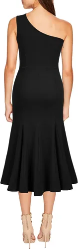 Miniatura 2 de WOOSEA Vestido midi de cóctel de sirena sin mangas con un hombro descubierto para mujer