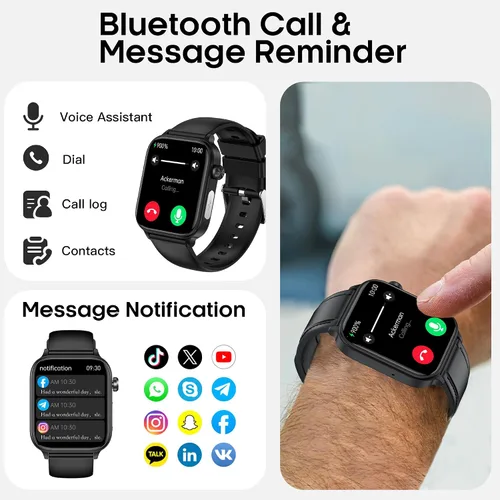 Miniatura 2 de Reloj inteligente para hombres y mujeres (responder/hacer llamadas), reloj de fitness de 1.96" con pantalla HD, monitor de presión