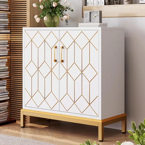 Miniatura 9 de GAOMON Armario de buffet, aparador con almacenamiento, armario de almacenamiento de buffet moderno con puertas y estantes para cocina, oficina