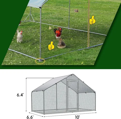 Miniatura 2 de Mejora de Gallinero Grande de Metal Betterhood con Malla de Alambre de Soporte Triple, Corral para Pollos con Cubierta Resistente al Agua y Anti-UV