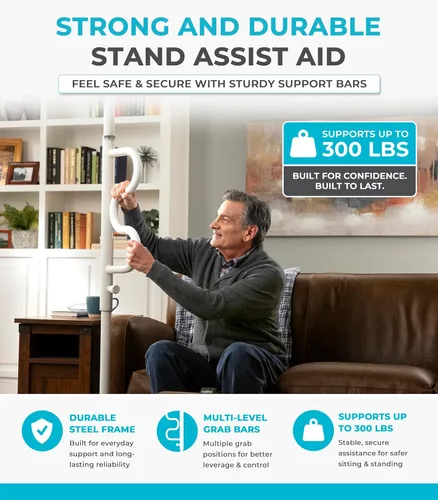 Miniatura 7 de Stander Wonder Pole Plus with Rotating Double Grab Bar, Tension Mounted Security Pole for Seniors & Elderly Adults, No-Drill Floor to Ceiling
