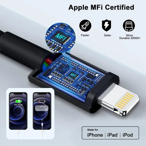 Miniatura 3 de [Certificado Apple MFi] Cargador de iPhone de carga rápida de 6 pies compatible con iPhone 14/13/12/11 Pro Max/Xs Max/XR/X, paquete de 2