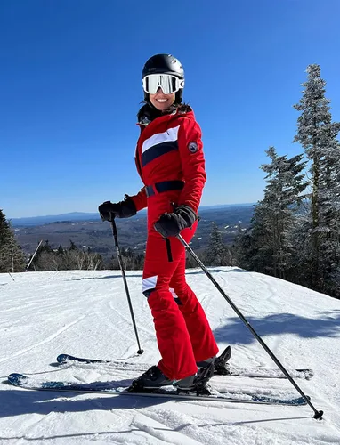Miniatura 24 de GSOU SNOW Traje de esquí para mujer, traje de nieve delgado de una pieza, chaqueta de nieve, impermeable, resistente al viento, deportes al aire