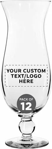 DISCOUNT PROMOS Vasos Libbey Hurricane personalizados de 16 onzas, juego de 12, paquete personalizado a granel, vasos de marca para cóctel, piña