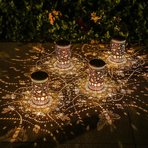 Miniatura 2 de Paquete de 2 linternas solares colgantes de abejas al aire libre, impermeables, luces LED solares de metal, linternas decorativas para jardín
