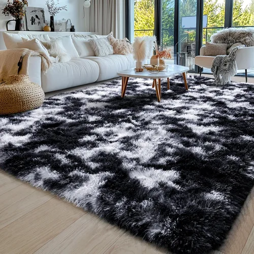 Miniatura 166 de Alfombras de área de 8x10 para sala de estar, alfombra shaggy grande ultra suave y esponjosa para dormitorio, alfombras de felpa mullida Blanco crema