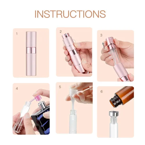 Miniatura 5 de LISAPACK Botella atomizadora de perfume de 0.3 fl oz para viajes (3 piezas) dispensador de colonia vacío, rociador portátil (rojo, rosa, morado)