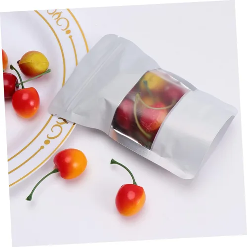 Miniatura 5 de 100 bolsas de aluminio con cierre con cremallera con ventana transparente de grado alimenticio bolsas de embalaje para almacenamiento a granel
