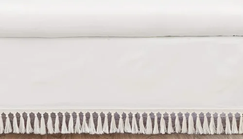 Sweet Jojo Designs Falda de cama para cuna de bebé, color beige marfil, blanco y crema, con borlas minimalistas bohemias, flecos, macramé, algodón,