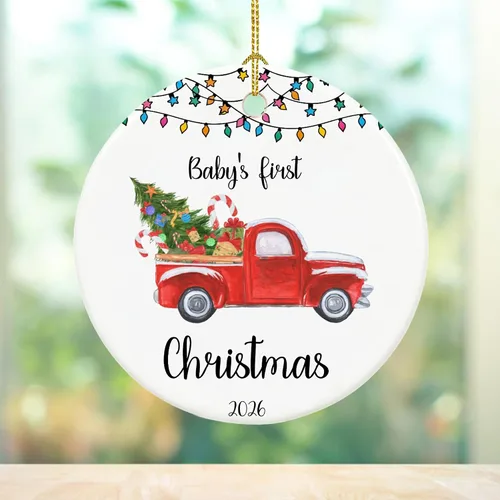 Miniatura 3 de Adorno de Navidad para bebé 2026, adorno de mi primera Navidad 2026, adornos de primera Navidad para bebés, 2.9 pulgadas de cerámica para colgar