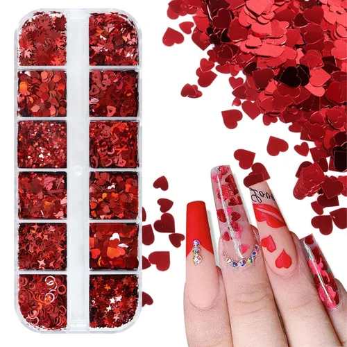 Miniatura 11 de 12 rejillas para arte de uñas de Navidad, lentejuelas holográficas 3D, copos de nieve láser, estrella, mariposa, invierno, vacaciones, purpurina