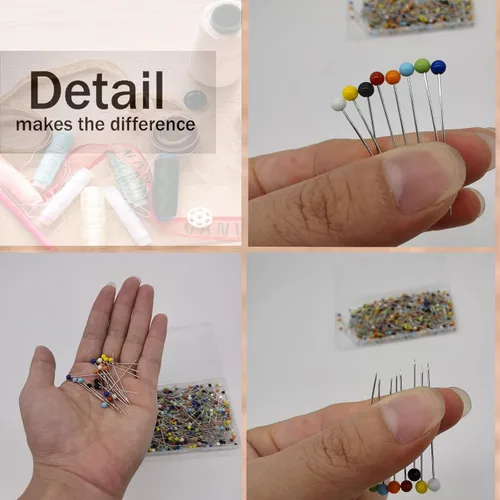 Miniatura 3 de 600 alfileres de costura (mejorados), alfileres rectos de 1.5 pulgadas con cabeza de vidrio de bola de color de 0.15 pulgadas, alfileres