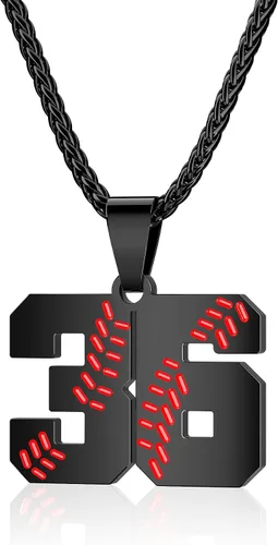 Miniatura 50 de Collar con número de béisbol para niños 00-99, collar con número de camiseta de béisbol de acero inoxidable, colgante personalizado, regalo