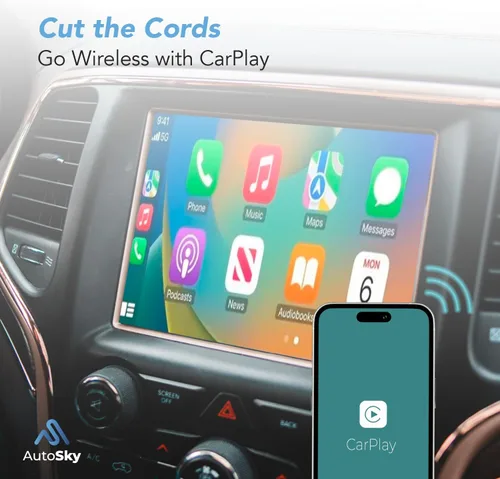 Miniatura 2 de Adaptador inalámbrico CarPlay - 5Ghz más rápido - AutoSky - Plug and Play - Cables USB-C y USB-A - Requiere CarPlay con cable