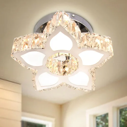 Miniatura 10 de FRIXCHUR Lámpara de Techo Moderna de Cristal Mini Lámpara de Araña LED Pequeña Lámpara de Araña de Flores para Sala de Estar Dormitorio Comedor