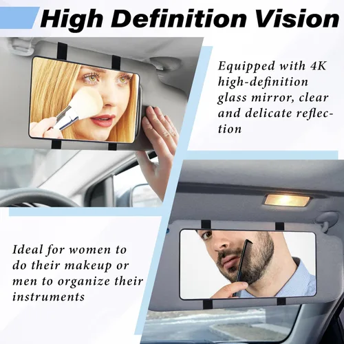 Miniatura 4 de Espejo de visera solar para automóvil, espejos de maquillaje cosméticos con correas, espejo cosmético para interiores de automóviles HD, accesorios