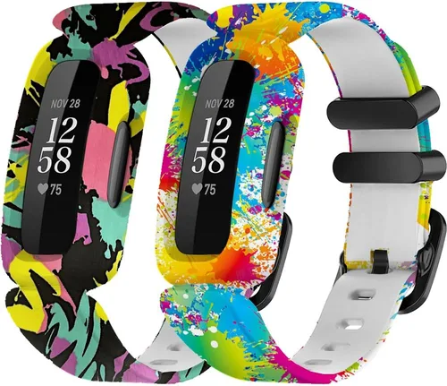 Miniatura 7 de Bandas de silicona de repuesto compatibles con Fitbit Ace 3, correas ajustables con patrón colorido para Fitbit Ace 3 bandas