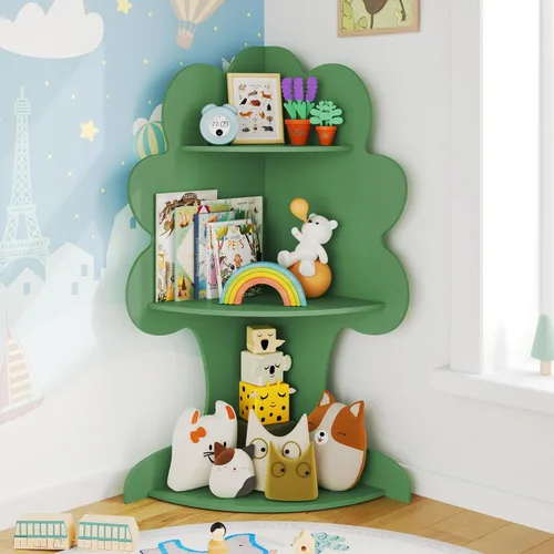 Miniatura 8 de Curipeer Estantería de dinosaurio para niños, estantería de 2 niveles para niños, estantería para bebés y almacenamiento de juguetes, estantería