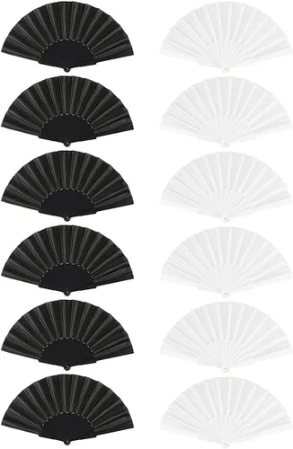 12 ventiladores plegables de seda, abanicos de mano, abanicos de mano para fiesta de baile vintage de verano para decoración de bodas, festivales,