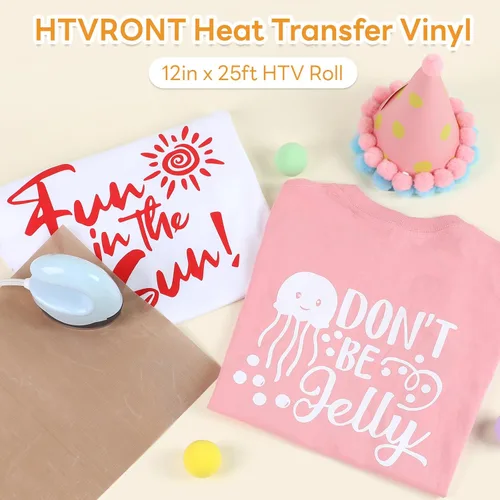 Miniatura 7 de HTVRONT Rollo de vinilo de transferencia de calor HTV – 12 pulgadas x 25 pies, vinilo negro para planchar para camisetas, fácil de desmalezar