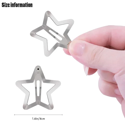 Miniatura 2 de Pinzas para el cabello Y2K de la década de 2000, pasadores de pelo antideslizantes, accesorios para el cabello de estrella plateadas, pinzas