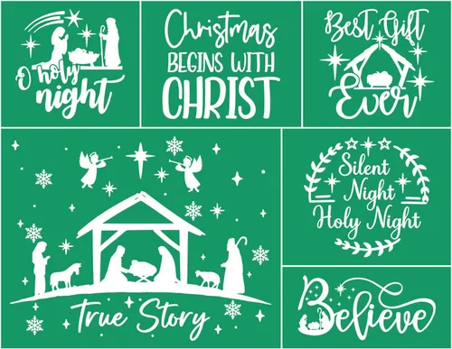 Miniatura 15 de JAJADO JAAJDO - Plantillas de pantalla de seda para árbol de Navidad, adornos de campanas de Navidad, plantillas de serigrafía para decoraciones