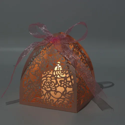 Miniatura 2 de KPOSIYA - 70 Cajas para dulces, cortadas con láser, 2.5 x 2.5 x 3.1 pulgadas, cajas de regalo para despedidas de soltera, cumpleaños o boda Rosa
