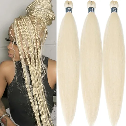 Miniatura 31 de pelo trenzado preestirado marrón, pelo trenzado Kanekalo, pelo trenzado preestirado de 26 pulgadas, 6 paquetes plegados, textura Yaki, extensiones