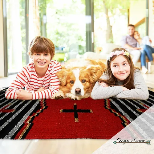 Miniatura 6 de Onyx Flecha Tapete de área estilo suroeste Decoración, Algodón plastificado