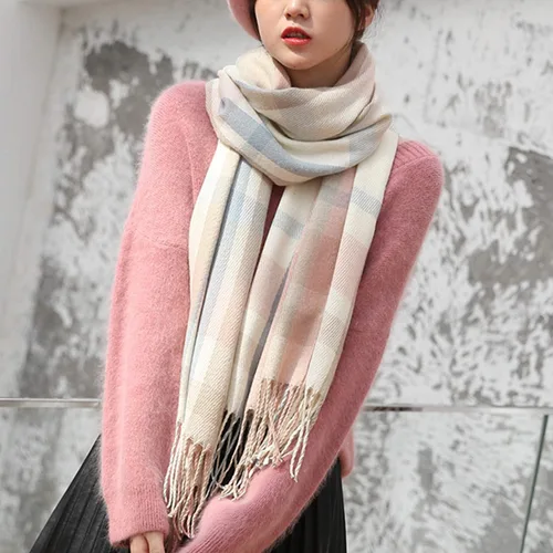 Miniatura 3 de YSense Women's Long Plaid Blanket Scarf Chunky Oversized WinterFall Warm Scarf Big Tartan Scarves Wrap Shawl Ladies Gifts