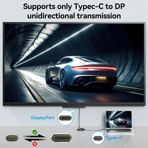 Miniatura 5 de Cable Angusplay USB C a DisplayPort 2.1, cable Thunderbolt 4/3 a Display Port, cables USB C a dp de 40Gbps compatible con 16k@30Hz, soporte 8K@120Hz