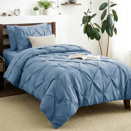 Miniatura 27 de CozyLux - Juego de ropa de cama con pliegues plisados de 7 piezas en una bolsa; edredón tamaño King para todas las estaciones, sábanas, fundas