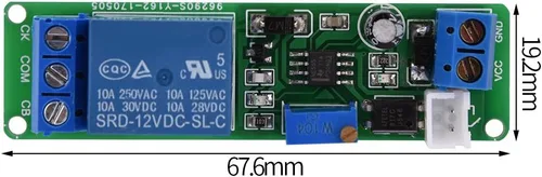 Miniatura 2 de 1 temporizador de 12 V CC e temporizador ajustable de apagado e interruptor de tiempo de relé de sincronización de 1 a 10 segundos 2.661 x 0.756 in