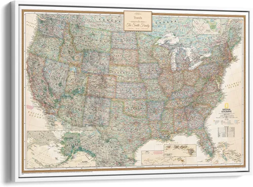 Miniatura 13 de Póster de lienzo enrollado personalizado con mapa de EE.UU. como arte de pared con chinchetas – Mapa ejecutivo grande de 24" x 36" de EE.UU.