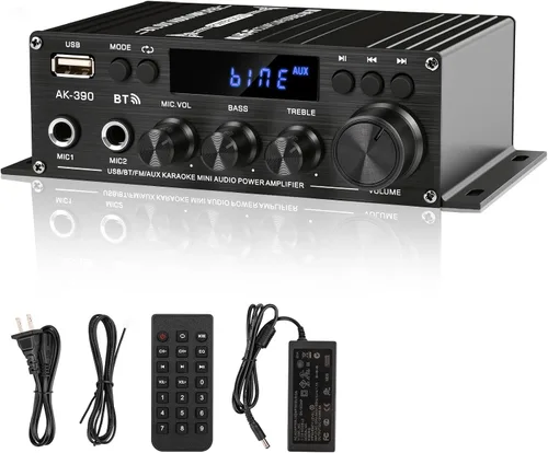 Amplificador estéreo receptor de audio para el hogar AK-390, altavoz AMP Bluetooth 5.0 amplificador 400W+400W 2 canales con amplificador de potencia