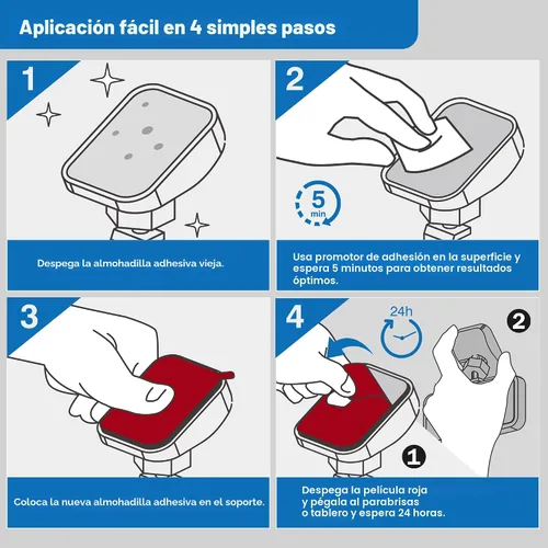 Miniatura 6 de 4 paquetes de almohadillas adhesivas de doble cara para montaje de cámara de salpicadero – Hechas con 3M VHB, cinta de reemplazo resistente al calor