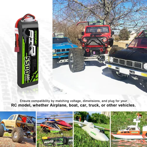 Miniatura 5 de OVONIC 3s Lipo Battery 50C 5500mAh 11.1V Lipo Batería con conector T estilo Dean para avión RC Quadcopter Helicóptero FPV Drone (2 paquetes)