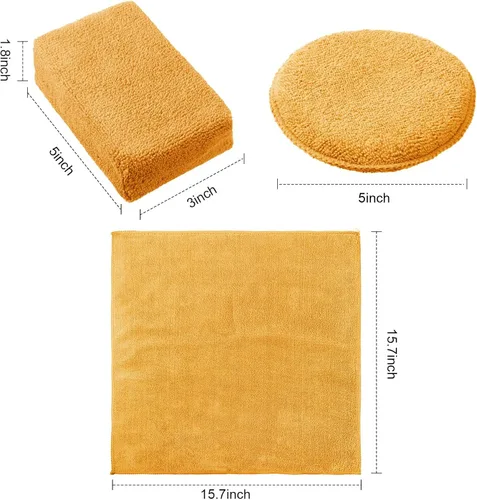 Miniatura 3 de Tallew Paquete de 12 almohadillas aplicadoras de microfibra para automóvil, incluye aplicador de microfibra de cera redonda, toalla de secado