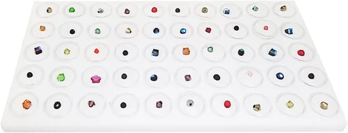 Miniatura 4 de MOOCA Caja de exhibición de joyería negra con tapa de cristal, 50 frascos de gemas, caja de anillos, organizador de joyas, almacenamiento de tarros