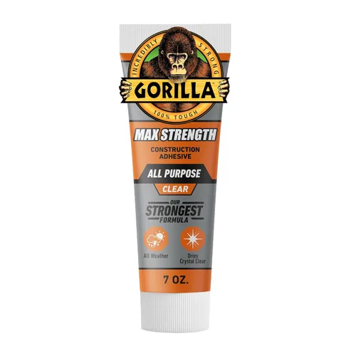 Miniatura 12 de Gorilla Max Strength - Adhesivo transparente para construcción, tubo de compresión de 2.5 onzas, transparente, (paquete de 2)
