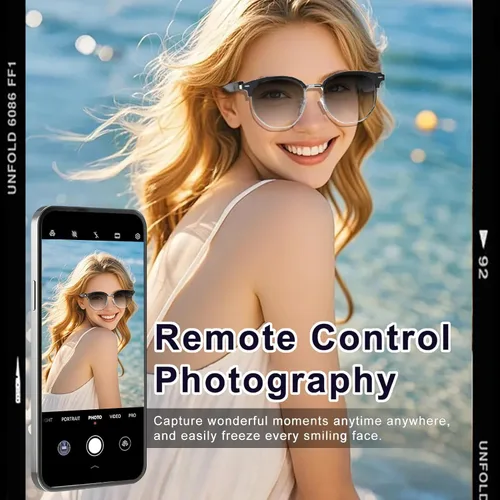 Miniatura 4 de PUSOKEI Gafas inteligentes, gafas de sol de audio, micrófono y altavoz integrados, protección U V00, auriculares de oído abierto, control táctil