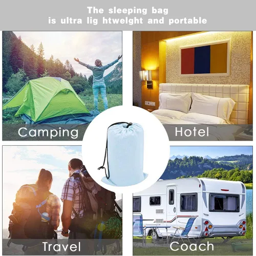 Miniatura 4 de Bolsa de dormir para viajes y campamento, ligera, compacta y portátil, ideal para viajes, hostales y campamentos